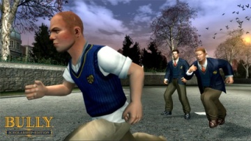 Jimmy foge dos inspetores em Bully (PC/PS2/Wii/X360)
